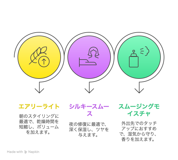 NILEヘアオイルシーン別使い分け